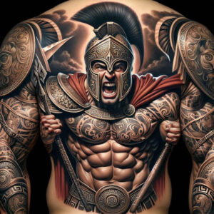 spartan-with-runes-realism-photo-like-tattoo-for-sternum – tattoo design ideas free ai generated – Gallery: warriors-greece-inkby-ai