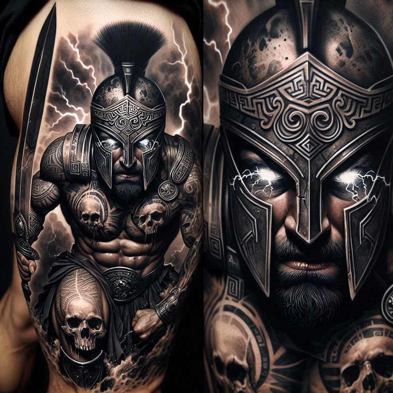 warrior-strength-symbol-neotraditional-color-overlays-for-triceps – tattoo design ideas free ai generated – Gallery: warriors-greece-inkby-ai