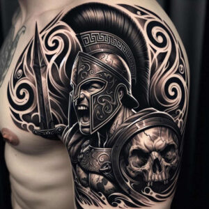 warrior-with-shading-neotraditional-solid-fill-for-foot – tattoo design ideas free ai generated – Gallery: warriors-greece-inkby-ai
