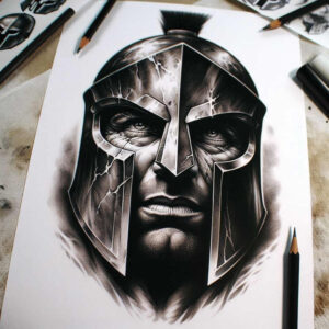 spartan-history-and-strength-motif-neotraditional-clean-fill-for-neck – tattoo design ideas free ai generated – Gallery: warriors-inkby-ai