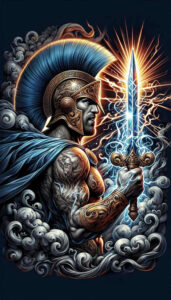 spartan-strength-and-battle-motif-surrealism-hallucinogenic-for-shoulder-blade – tattoo design ideas free ai generated – Gallery: warriors-inkby-ai
