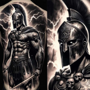 spartan-with-helmet-surrealism-shadow-play-for-ribs – tattoo design ideas free ai generated – Gallery: warriors-inkby-ai