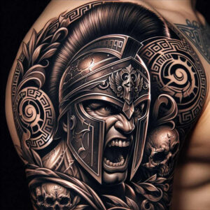 warrior-with-detail-neotraditional-bold-highlights-for-lower-leg – tattoo design ideas free ai generated – Gallery: warriors-inkby-ai