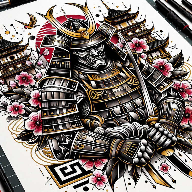 knight-with-shield-neotraditional-bold-texture-for-back – tattoo design ideas free ai generated – Gallery: warriors-inkby-ai