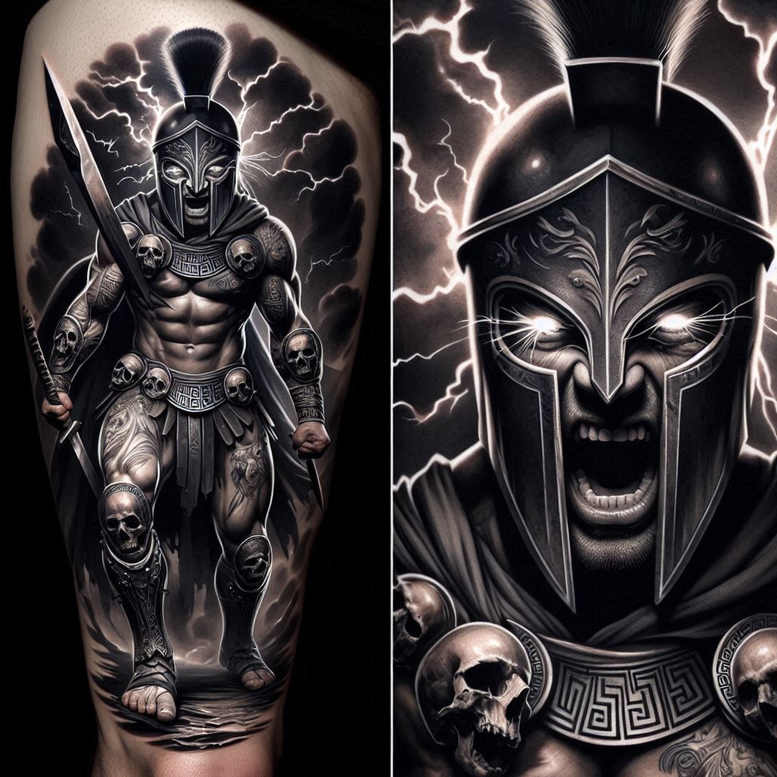 spartan-strength-symbol-neotraditional-expressive-color-for-scapula – tattoo design ideas free ai generated – Gallery: warriors-inkby-ai