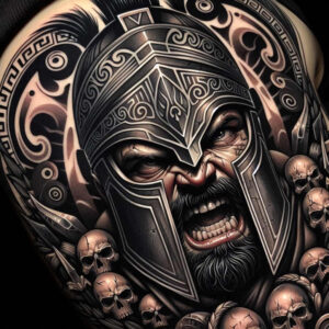 warrior-spirit-motif-realism-depth-of-field-for-side – tattoo design ideas free ai generated – Gallery: warriors-inkby-ai