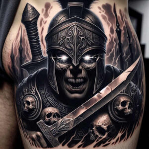 spartan-with-symbol-realism-photographic-quality-for-side-torso – tattoo design ideas free ai generated – Gallery: warriors-inkby-ai