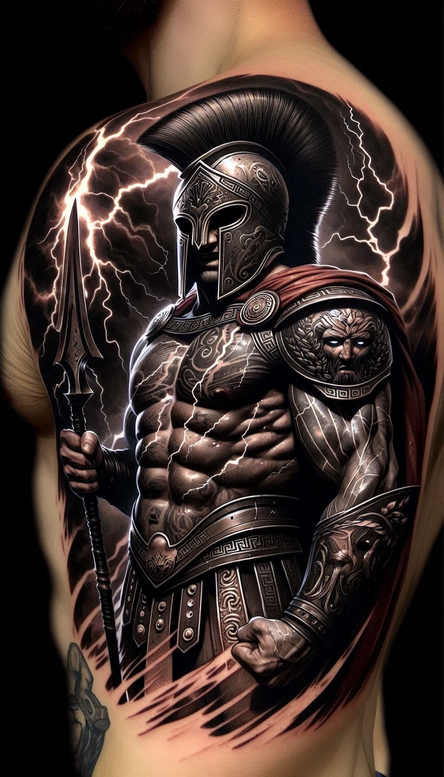 warrior-strength-symbol-surrealism-abstract-forms-for-knee – tattoo design ideas free ai generated – Gallery: warriors-inkby-ai