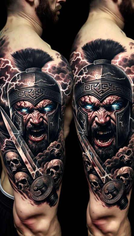 warrior-war-motif-realism-realistic-perspective-for-behind-ear – tattoo design ideas free ai generated – Gallery: warriors-inkby-ai