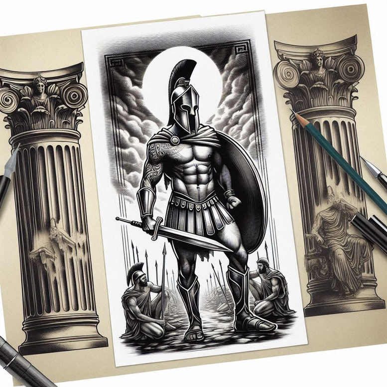 warrior-with-detail-neotraditional-bold-highlights-for-back – tattoo design ideas free ai generated – Gallery: warriors-inkby-ai