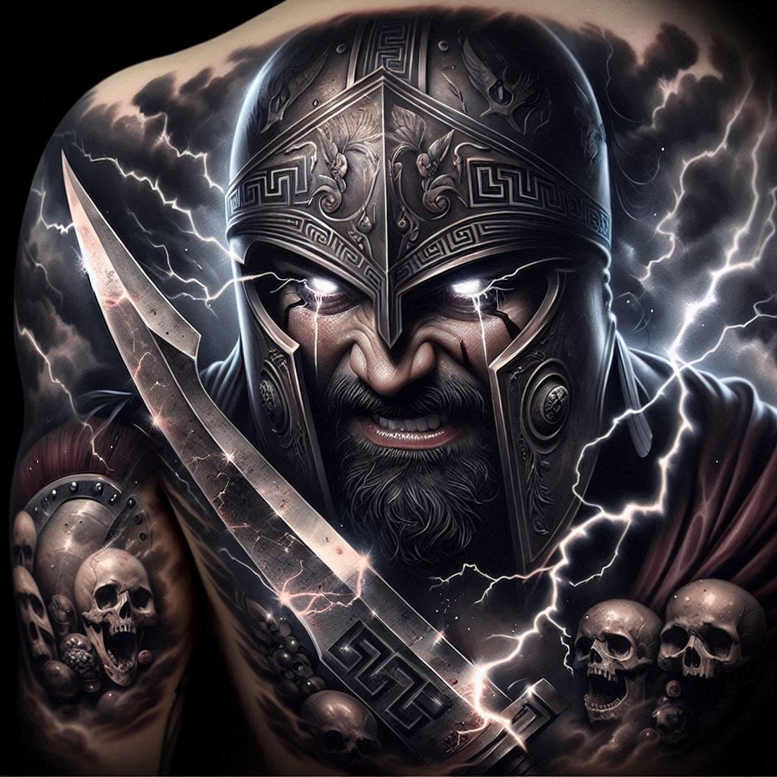 spartan-with-3d-effect-neotraditional-decorative-detail-for-back – tattoo design ideas free ai generated – Gallery: warriors-inkby-ai