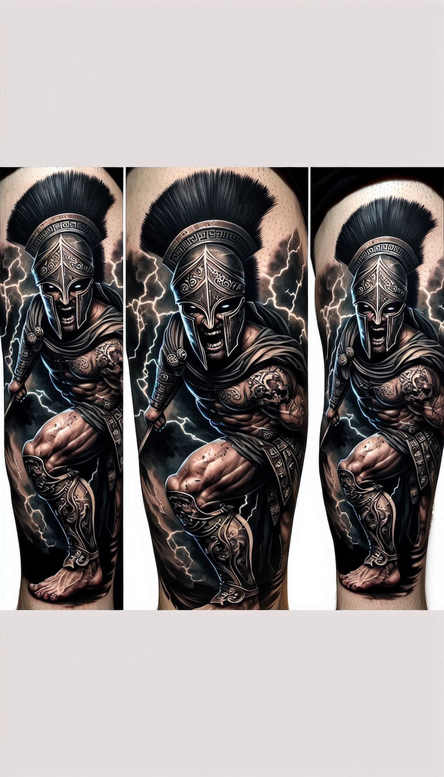 warrior-honor-and-courage-motif-realism-highlighted-contrast-for-upper-thigh – tattoo design ideas free ai generated – Gallery: warriors-inkby-ai