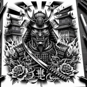 warrior-honor-and-courage-motif-neotraditional-clean-contrast-for-abdomen – tattoo design ideas free ai generated – Gallery: warriors-inkby-ai