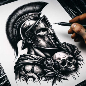 warriors tattoo design ideas Realism subtle gradients armor detail for inner arm