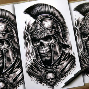 warriors tattoo design ideas Surrealism whimsical sword bearer symbol of determination