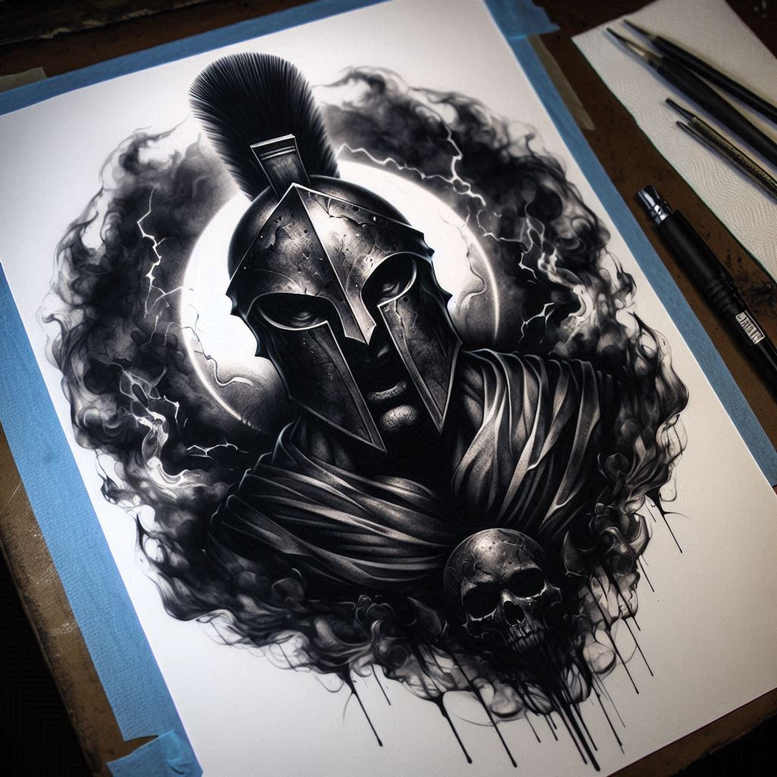 warriors tattoo design ideas Surrealism unearthly weapon focus represents determination