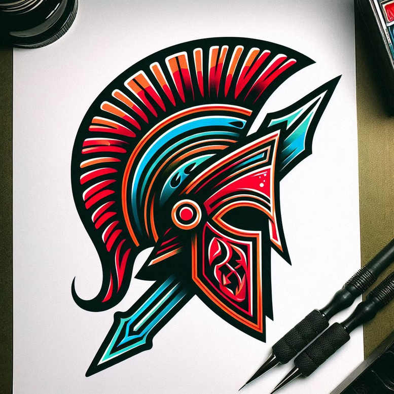 spartan-in-art-neotraditional-vivid-detail-for-heel – tattoo design ideas free ai generated – Gallery: warriors-inkby-ai