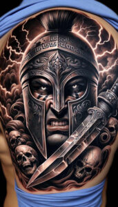 warrior-honor-and-courage-motif-surrealism-juxtaposition-for-ankle – tattoo design ideas free ai generated – Gallery: warriors-inkby-ai