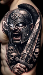 knight-tattoo-neotraditional-bold-texture-for-scapula – tattoo design ideas free ai generated – Gallery: warriors-inkby-ai