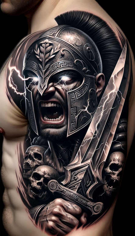 knight-tattoo-neotraditional-bold-texture-for-scapula – tattoo design ideas free ai generated – Gallery: warriors-inkby-ai
