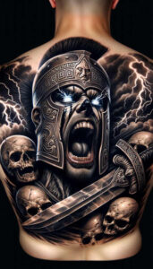 spartan-strength-and-battle-motif-surrealism-floating-elements-for-ribs – tattoo design ideas free ai generated – Gallery: warriors-inkby-ai