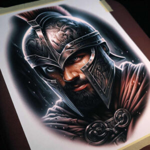 spartan-with-helmet-realism-soft-transitions-for-calf – tattoo design ideas free ai generated – Gallery: warriors-inkby-ai