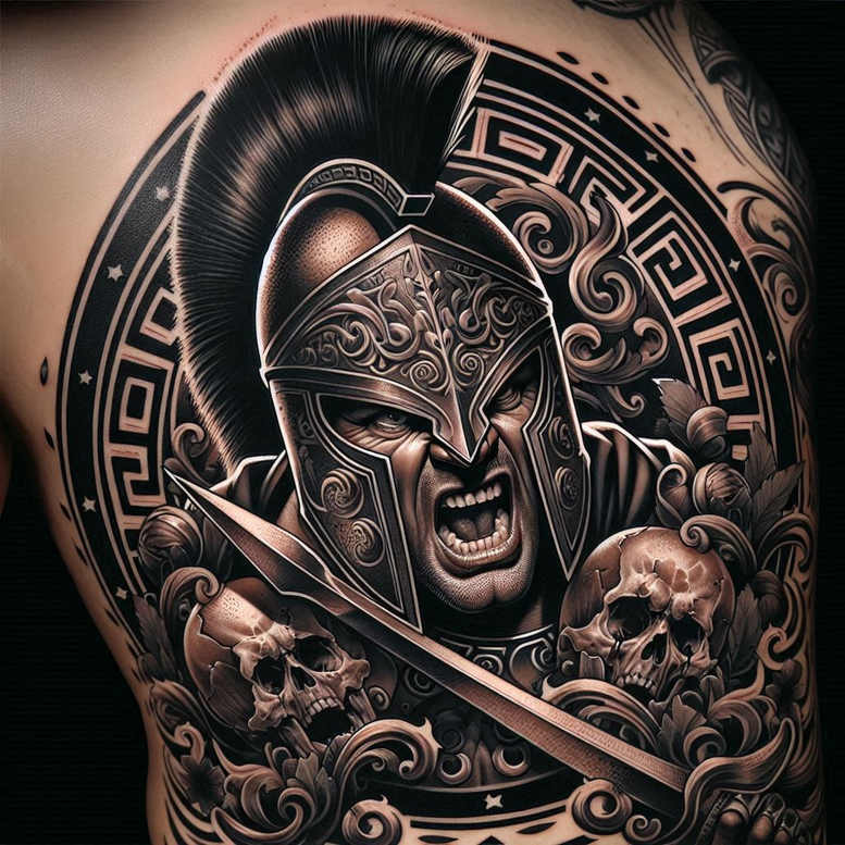 warrior-history-motif-realism-natural-finish-for-back – tattoo design ideas free ai generated – Gallery: warriors-inkby-ai