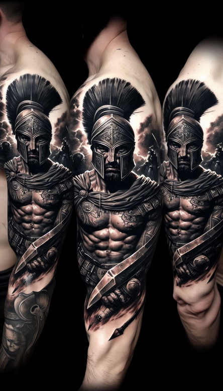 warrior-war-motif-surrealism-psychedelic-for-heel – tattoo design ideas free ai generated – Gallery: warriors-inkby-ai