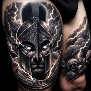 spartan-with-3d-effect-realism-gradient-tones-for-arm – tattoo design ideas free ai generated – Gallery: warriors-inkby-ai