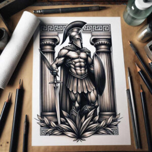 knight-with-shield-neotraditional-bold-texture-for-wrist – tattoo design ideas free ai generated – Gallery: warriors-inkby-ai