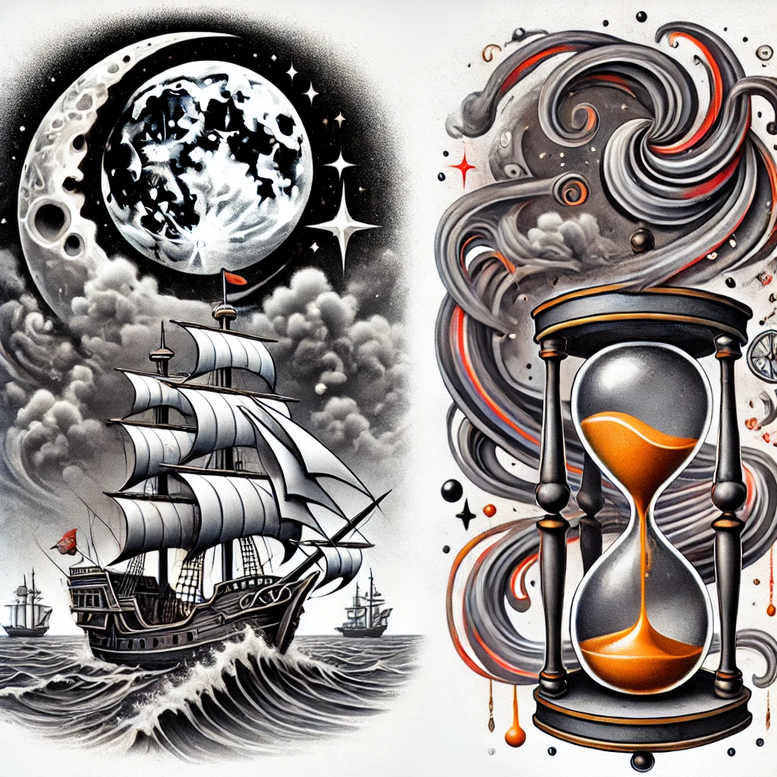 geometric-time-neotraditional-soft-blending-for-elbow – tattoo design ideas free ai generated – Gallery: watches-hourglass-inkby-ai