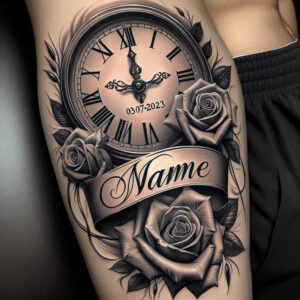 watches-hourglass tattoo design ideas Realism organic structure tattoo moment courage and power