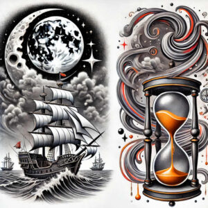 watches-hourglass tattoo design ideas Surrealism visionary tattoo moment embodying courage