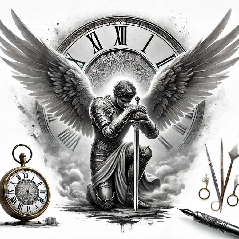 watches-hourglass tattoo design ideas smooth gradients time echo for shoulder blade