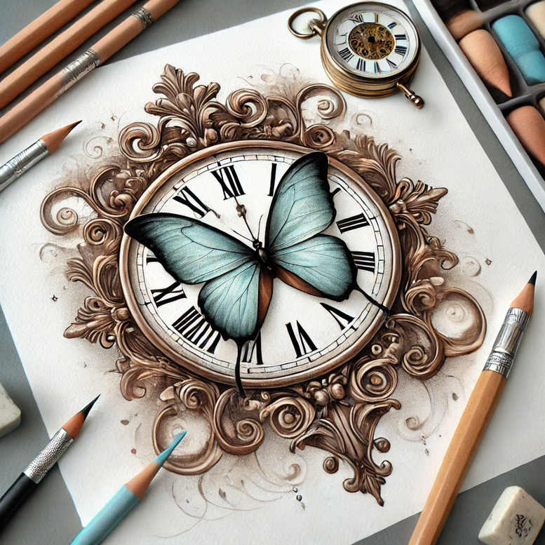 watches-hourglass tattoo design ideas color blending timekeeper perseverance and power