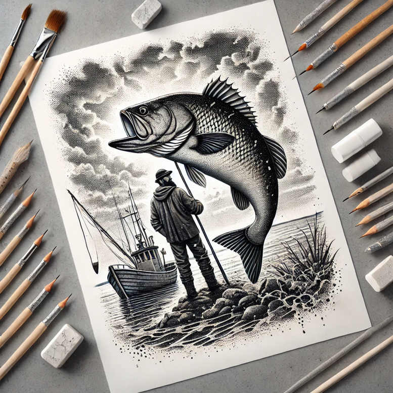 water-animals tattoo design ideas Neotraditional sharp edges scale texture embodying resilience