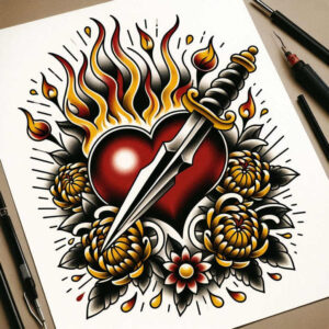 knight-motif-weapon-tattoo-realism-color-precision-for-sternum – tattoo design ideas free ai generated – Gallery: weapons-inkby-ai