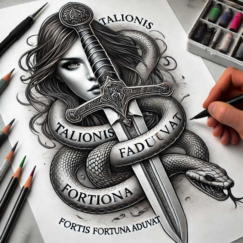 weapons tattoo design ideas high-contrast dangerous grace symbol of endurance