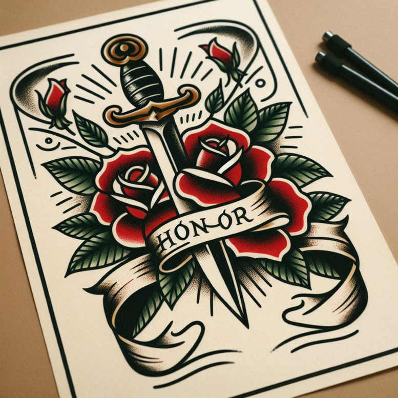 weapons tattoo design ideas enhanced color defensive mark stands for perseverance