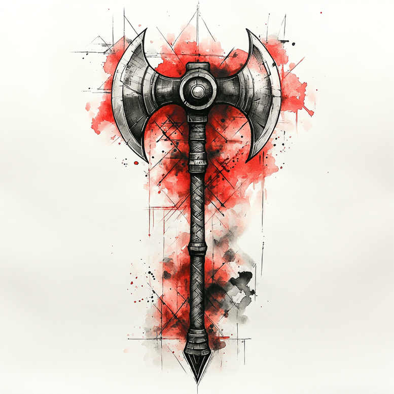 weapons tattoo design ideas bright color sword silhouette symbolising determination