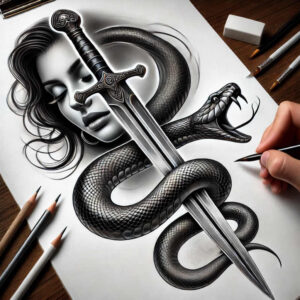 weapons-with-protection-symbols-puzzle-pattern-for-scapula – tattoo design ideas free ai generated – Gallery: weapons-inkby-ai