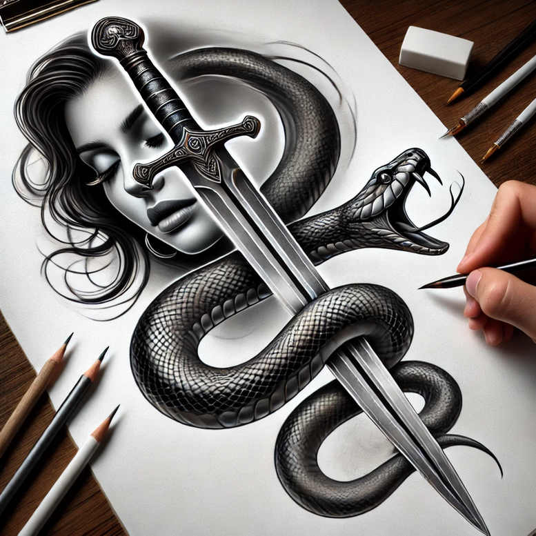 weapons-with-protection-symbols-puzzle-pattern-for-scapula – tattoo design ideas free ai generated – Gallery: weapons-inkby-ai