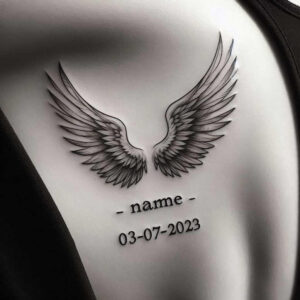 angel-wing-tattoo – tattoo design ideas free ai generated – neotraditional-color-blending – for-back-of-neck – Gallery: wings-inkby-ai