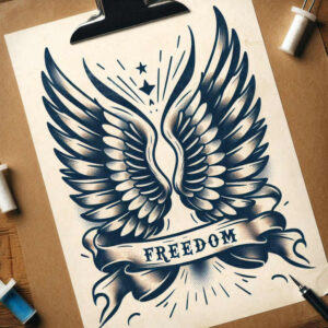 feather-wings-tattoo – tattoo design ideas free ai generated – neotraditional-classic-shading – for-lower-leg – Gallery: wings-inkby-ai