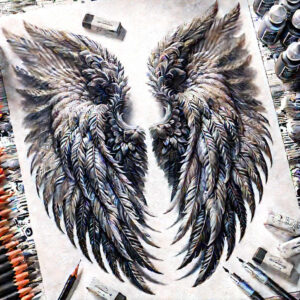 feather-wings-tattoo – tattoo design ideas free ai generated – realism-precise-anatomy – for-forearm – Gallery: wings-inkby-ai