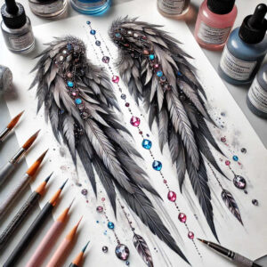 guardian-angel-wings-tattoo – tattoo design ideas free ai generated – surrealism-beyond-reality – for-upper-arm – Gallery: wings-inkby-ai