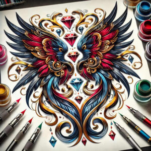 inspiration-motif-wings-tattoo – tattoo design ideas free ai generated – realism-high-resolution-tattoo – for-heel – Gallery: wings-inkby-ai