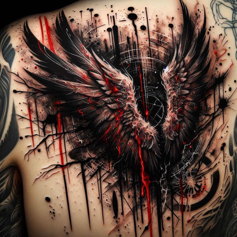 line-wings-tattoo – tattoo design ideas free ai generated – realism-emotional-depth – for-neck – Gallery: wings-inkby-ai