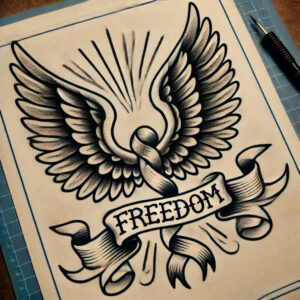 love-motif-wings-tattoo – tattoo design ideas free ai generated – neotraditional-deep-blacks – for-back – Gallery: wings-inkby-ai