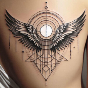 mystery-motif-wings-tattoo – tattoo design ideas free ai generated – neotraditional-artistic-contrast – for-upper-arm – Gallery: wings-inkby-ai